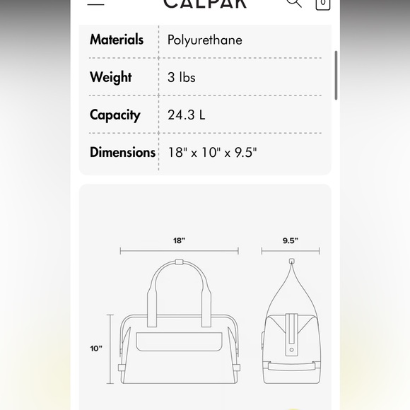 Calpak Hue Carry-On Duffle in Pink Sands with storage dust cover - Picture 7 of 7